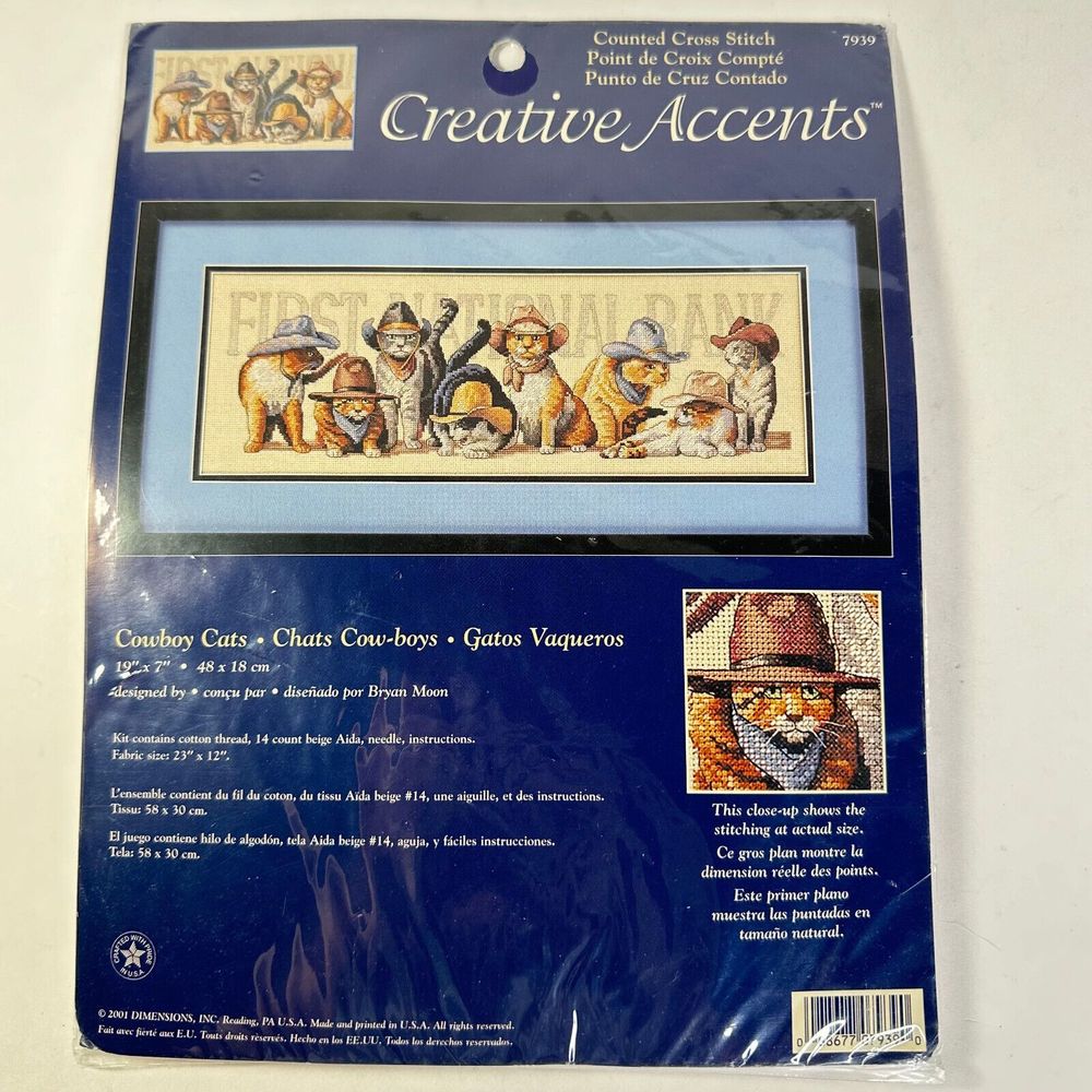Counted Cross Stitch Kit Cowboy Cats by Creative Accents